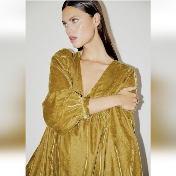 #120- Free People Estella Velvet in Moss NWOT - Picture 3 of 7